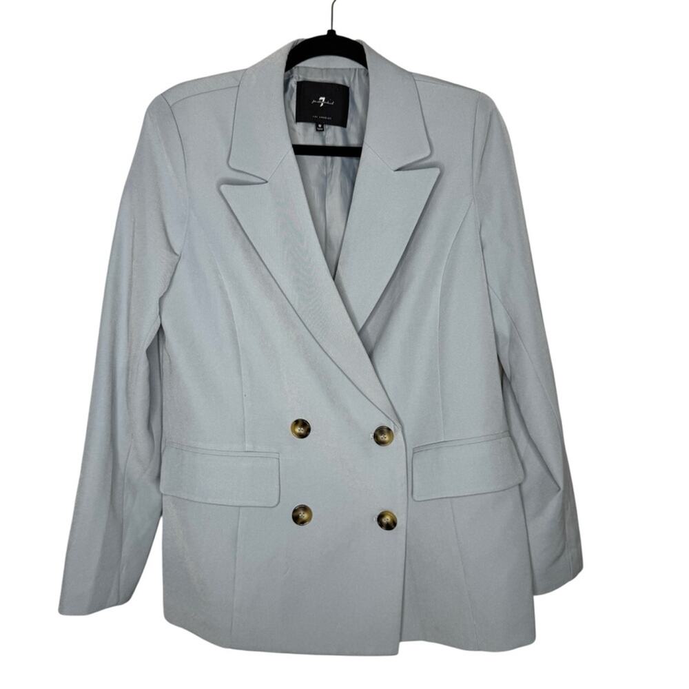 7 FOR ALL MANKIND / dusty blue double breasted oversized blazer / M